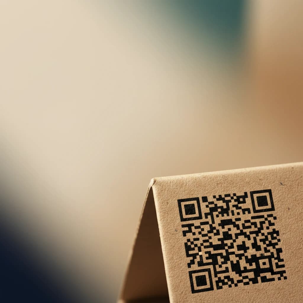 Close view of a QR code printed on consumer packaging