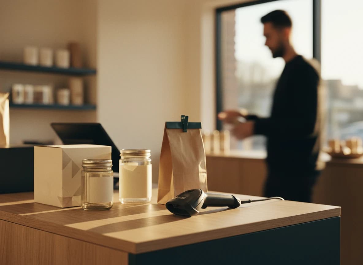 Modern retail counter with a 2D-capable scanner